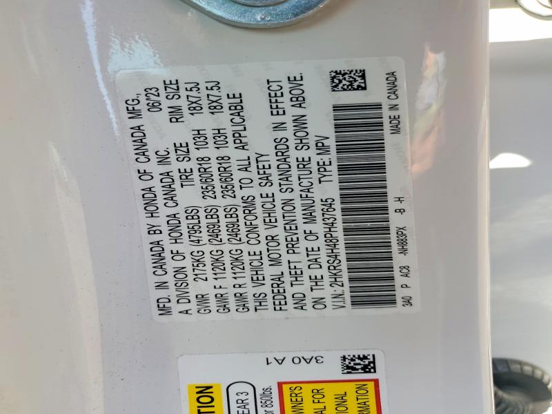2023 Honda Cr-v მანქანა იყიდება აუქციონზე, vin: 2HKRS4H48PH437645, აუქციონის ნომერი: 51000856