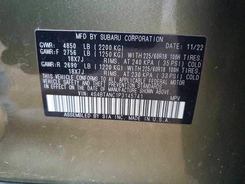 Продаж на аукціоні авто 2023 Subaru Outback, vin: 4S4BTANC1P3145741, номер лоту: 49152866