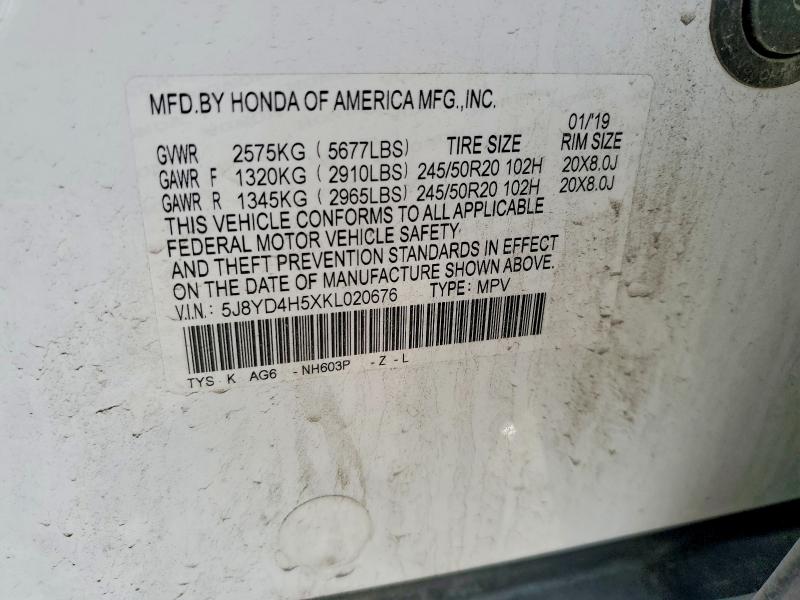 Продаж на аукціоні авто 2019 Acura Mdx, vin: 5J8YD4H5XKL020676, номер лоту: 49742306