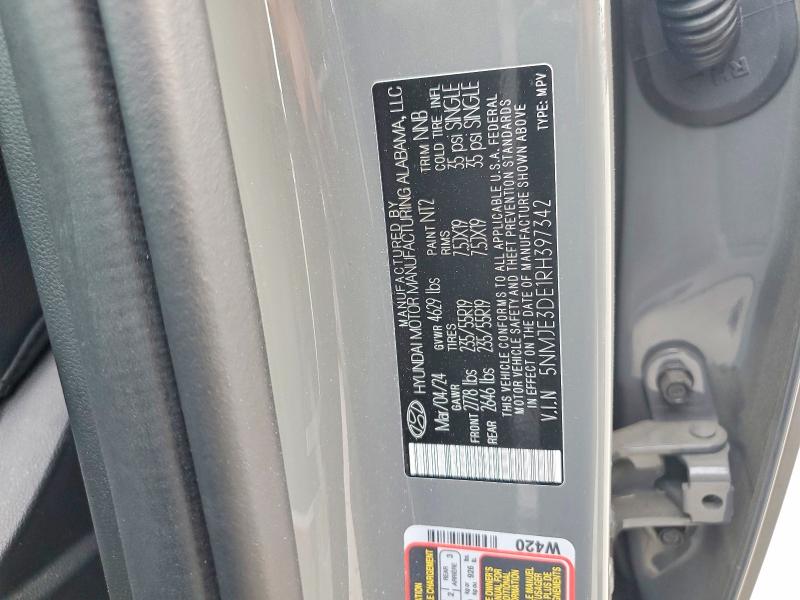 51544256 :رقم المزاد ، 5NMJE3DE1RH397342 vin ، 2024 Hyundai Tucson مزاد بيع