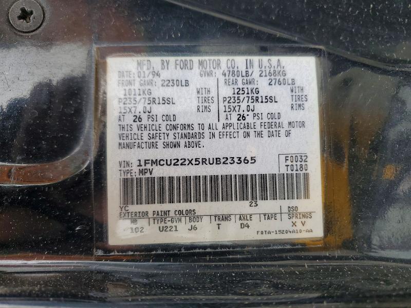 1994 Ford Explorer მანქანა იყიდება აუქციონზე, vin: 1FMCU22X5RUB23365, აუქციონის ნომერი: 49554436