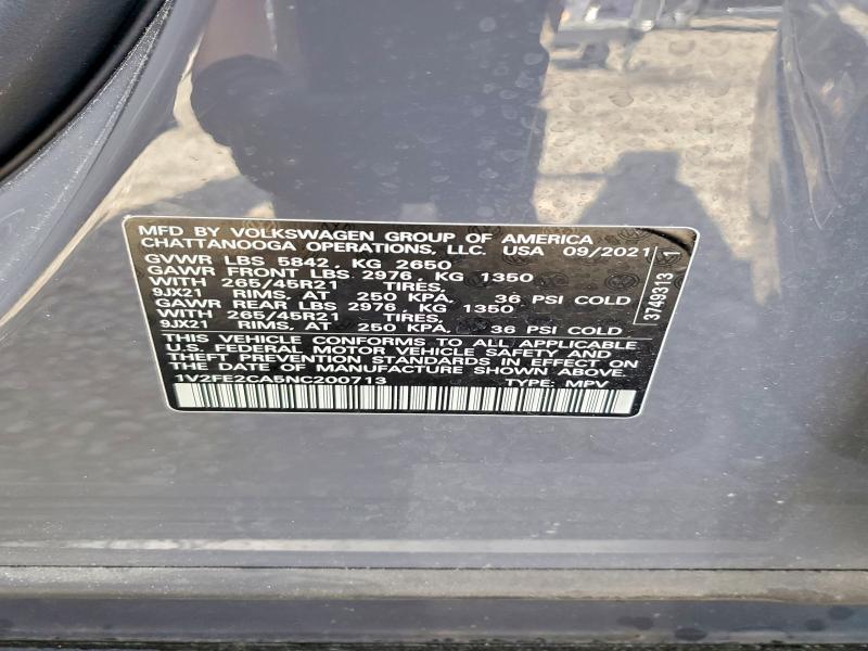 2022 Volkswagen Atlas Cross Sport მანქანა იყიდება აუქციონზე, vin: 1V2FE2CA5NC200713, აუქციონის ნომერი: 48542076