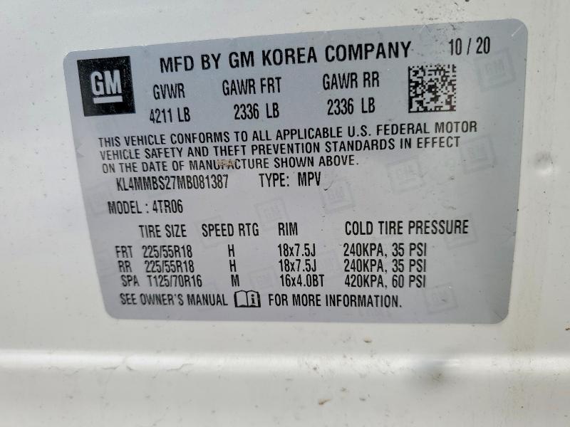Aukcja sprzedaży 2021 Buick Encore Gx, vin: KL4MMBS27MB081387, numer aukcji: 48707786