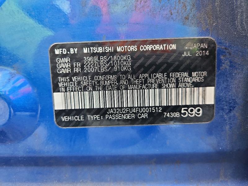 Продаж на аукціоні авто 2015 Mitsubishi Lancer, vin: JA32U2FU4FU001512, номер лоту: 50925396