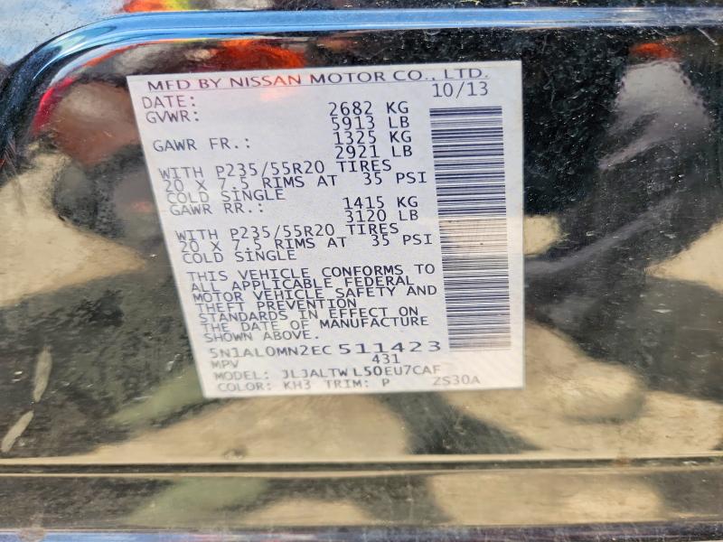 Aukcja sprzedaży 2014 Infiniti Qx60, vin: 5N1AL0MN2EC511423, numer aukcji: 49738696