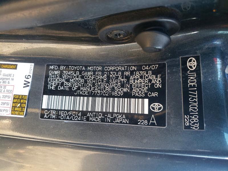 2007 Scion Tc მანქანა იყიდება აუქციონზე, vin: JTKDE177370219839, აუქციონის ნომერი: 49254256