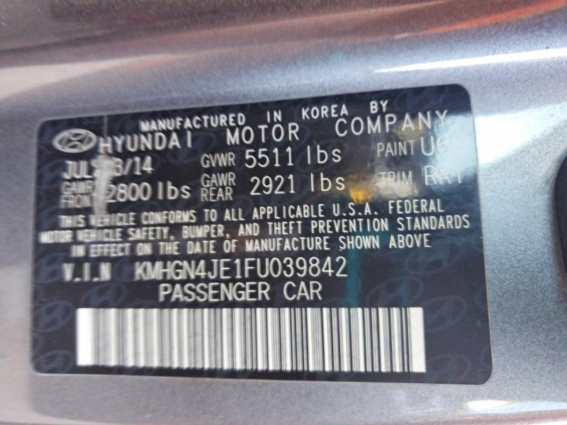 2015 Hyundai Genesis მანქანა იყიდება აუქციონზე, vin: KMHGN4JE1FU039842, აუქციონის ნომერი: 50757456