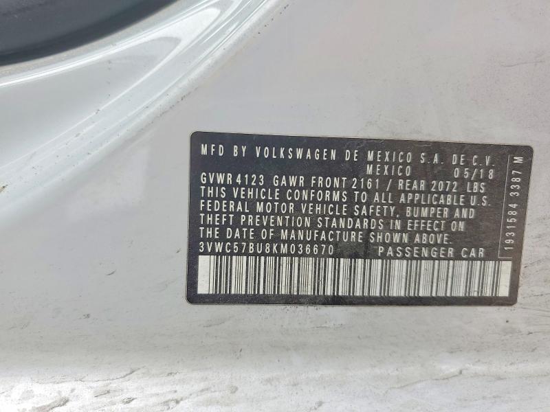 Aukcja sprzedaży 2019 Volkswagen Jetta, vin: 3VWC57BU8KM036670, numer aukcji: 48793766