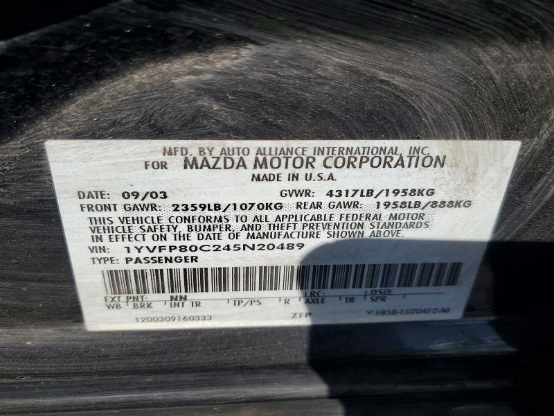51627696 :رقم المزاد ، 1YVFP80C245N20489 vin ، 2004 Mazda 6 مزاد بيع