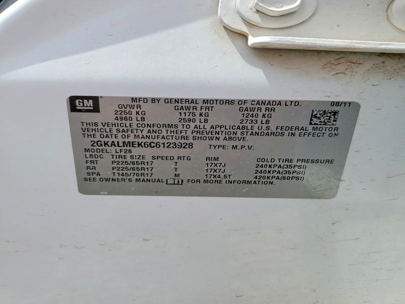 Aukcja sprzedaży 2012 Gmc Terrain, vin: 2GKALMEK6C6123928, numer aukcji: 50741996