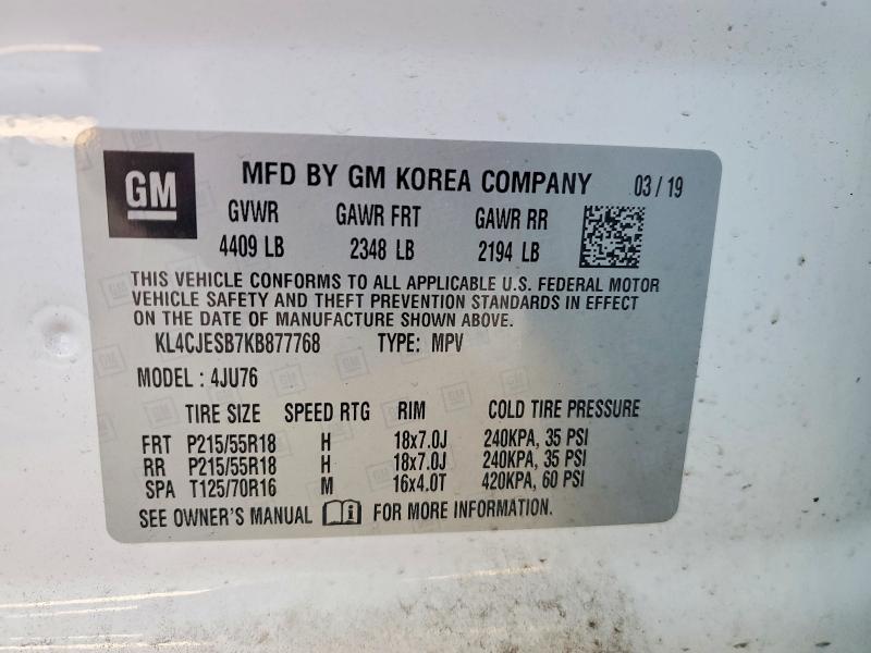 Продаж на аукціоні авто 2019 Buick Encore, vin: KL4CJESB7KB877768, номер лоту: 47789296