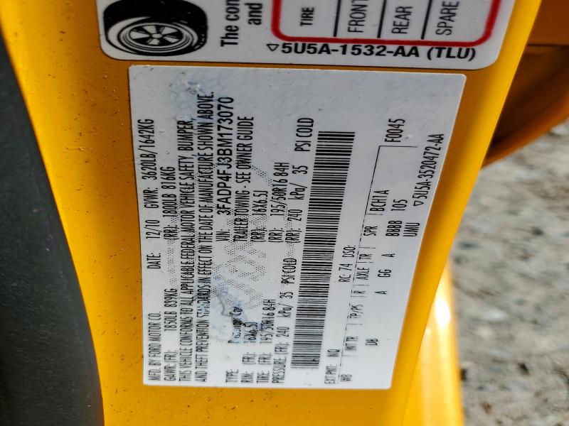 2011 Ford Fiesta მანქანა იყიდება აუქციონზე, vin: 3FADP4FJ3BM173070, აუქციონის ნომერი: 51489576