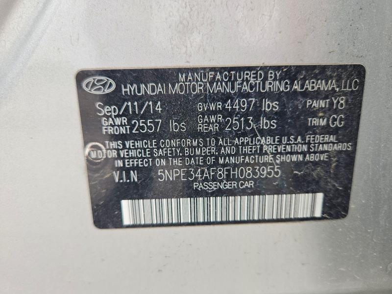 2015 Hyundai Sonata მანქანა იყიდება აუქციონზე, vin: 5NPE34AF8FH083955, აუქციონის ნომერი: 51107796