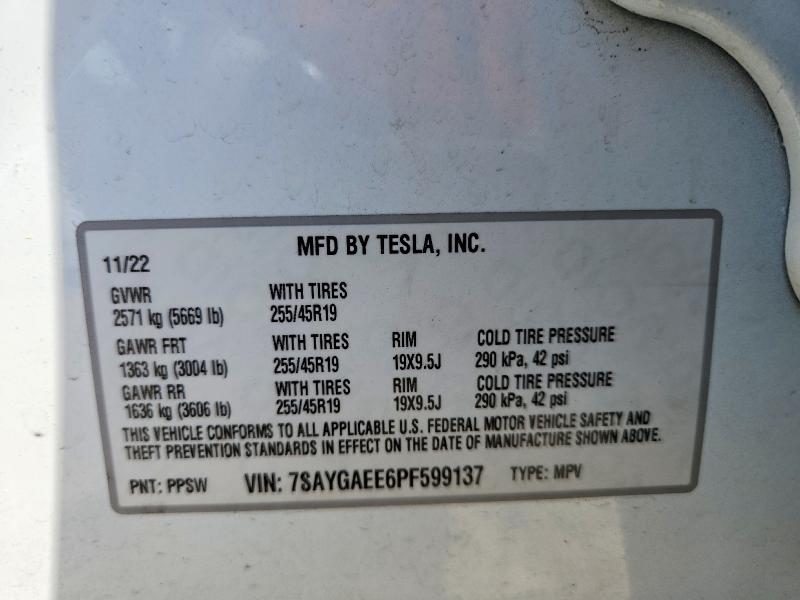 Aukcja sprzedaży 2023 Tesla Model Y, vin: 7SAYGAEE6PF599137, numer aukcji: 48590496