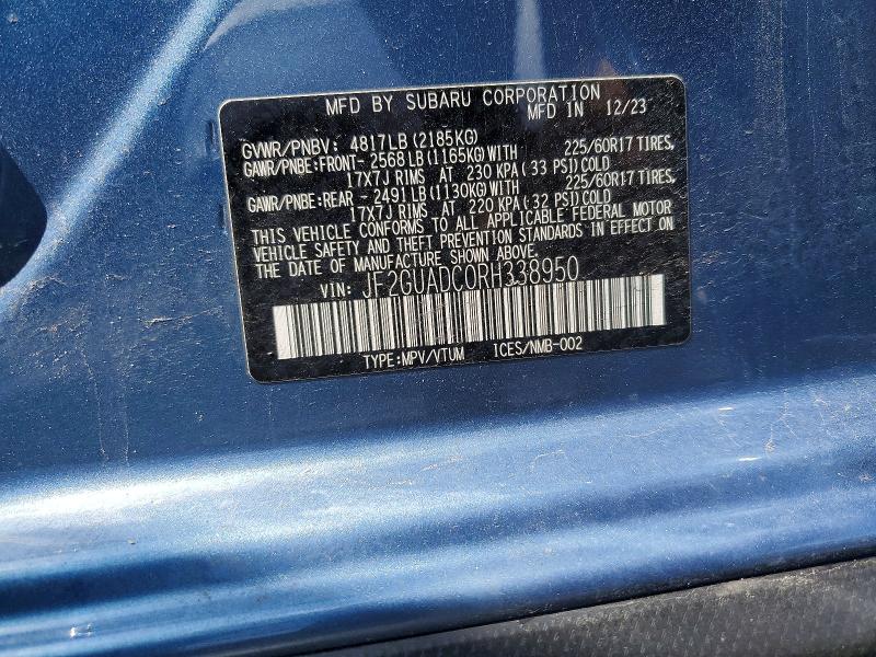 Aukcja sprzedaży 2024 Subaru Crosstrek, vin: JF2GUADC0RH338950, numer aukcji: 48781086