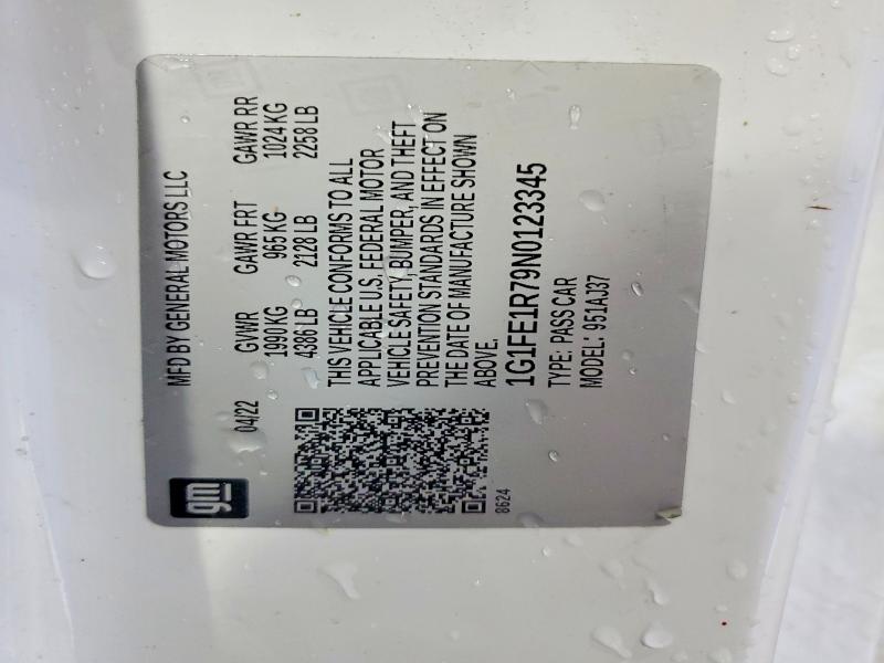 Aukcja sprzedaży 2022 Chevrolet Camaro, vin: 1G1FE1R79N0123345, numer aukcji: 51091156