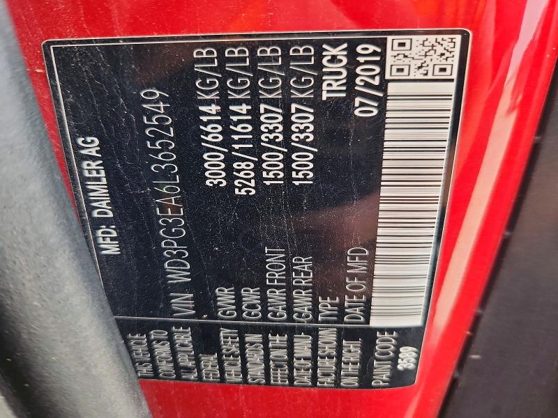 Auction sale of the 2020 Mercedes Benz Metris, vin: WD3PG3EA6L3652549, lot number: 50719996