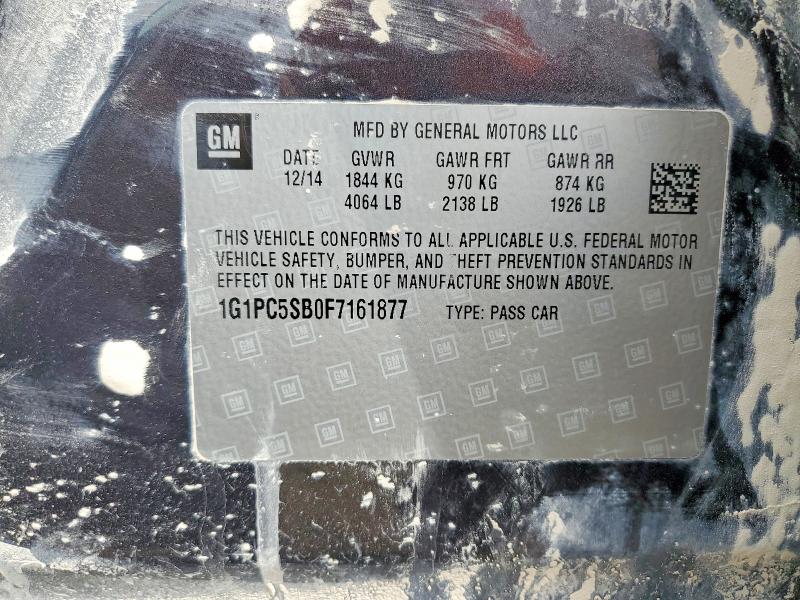 2015 Chevrolet Cruze მანქანა იყიდება აუქციონზე, vin: 1G1PC5SB0F7161877, აუქციონის ნომერი: 49452316