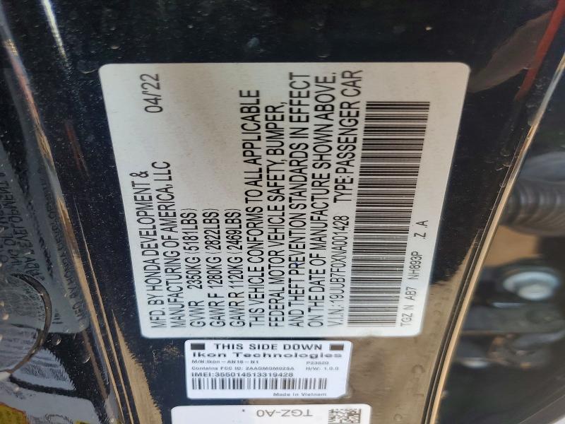 50822096 :رقم المزاد ، 19UUB7F0XNA001428 vin ، 2022 Acura Tlx مزاد بيع