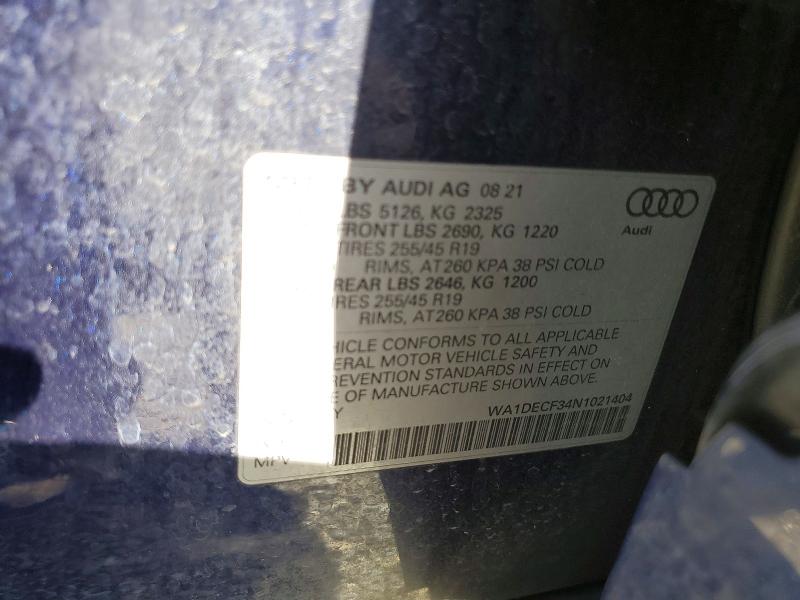 Aukcja sprzedaży 2022 Audi Q3, vin: WA1DECF34N1021404, numer aukcji: 51565966