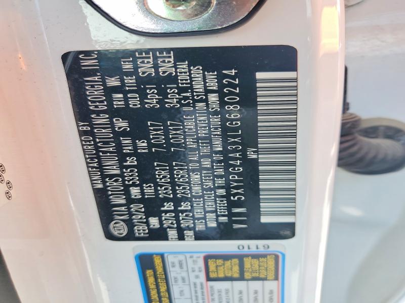 Auction sale of the 2020 Kia Sorento, vin: 5XYPG4A3XLG680224, lot number: 50822326