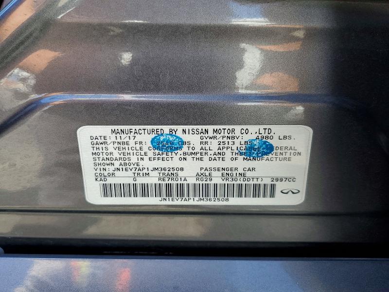 49683726 :رقم المزاد ، JN1EV7AP1JM362508 vin ، 2018 Infiniti Q50 مزاد بيع