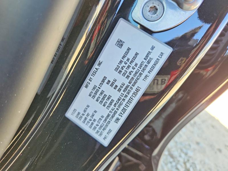 Продажа на аукционе авто 2026 Tesla Model 3, vin: 5YJ3E1ET0TF135461, номер лота: 46779676