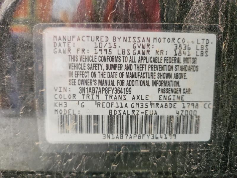 Продаж на аукціоні авто 2015 Nissan Sentra, vin: 3N1AB7AP8FY364199, номер лоту: 49150656