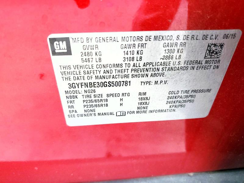 Aukcja sprzedaży 2016 Cadillac Srx, vin: 3GYFNBE30GS500781, numer aukcji: 48187796