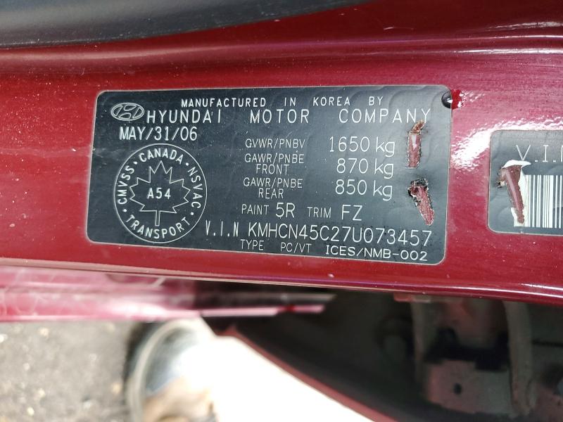 46526286 :رقم المزاد ، KMHCN45C27U073457 vin ، 2007 Hyundai Accent مزاد بيع