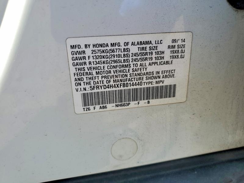 Aukcja sprzedaży 2015 Acura Mdx, vin: 5FRYD4H4XFB014440, numer aukcji: 50497786