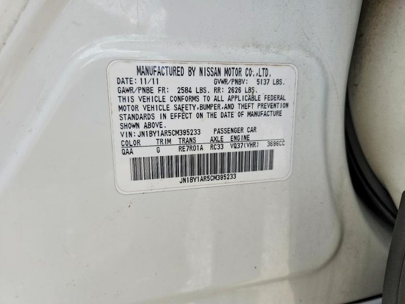 Aukcja sprzedaży 2012 Infiniti M37, vin: JN1BY1AR5CM395233, numer aukcji: 50761526