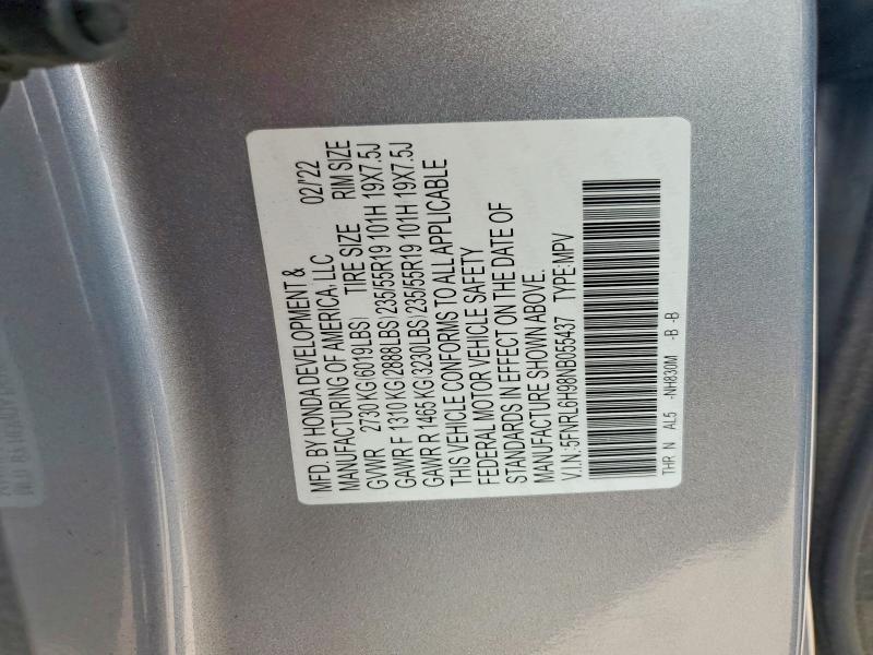 Продаж на аукціоні авто 2022 Honda Odyssey, vin: 5FNRL6H98NB055437, номер лоту: 49868066