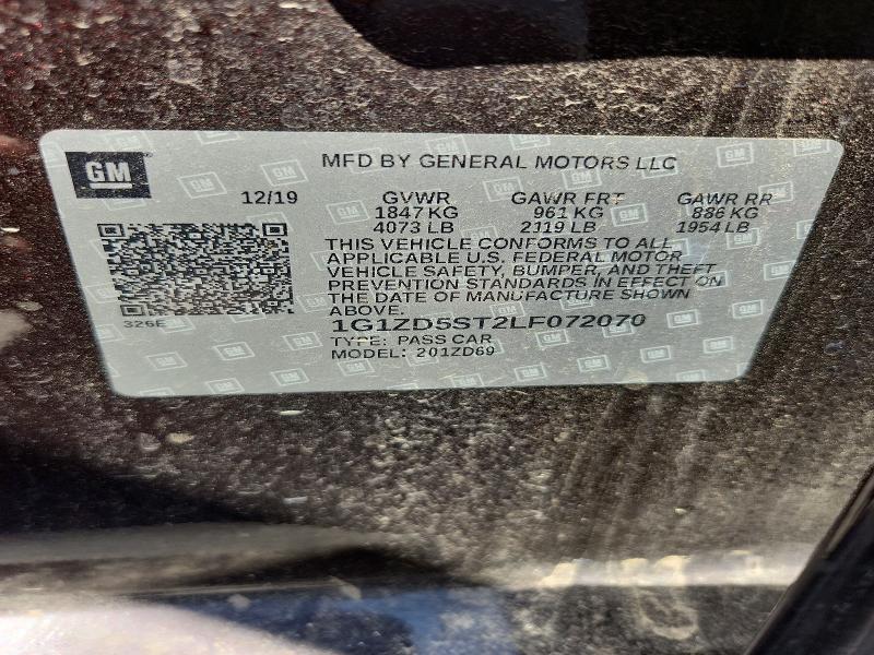 2020 Chevrolet Malibu მანქანა იყიდება აუქციონზე, vin: 1G1ZD5ST2LF072070, აუქციონის ნომერი: 51139606