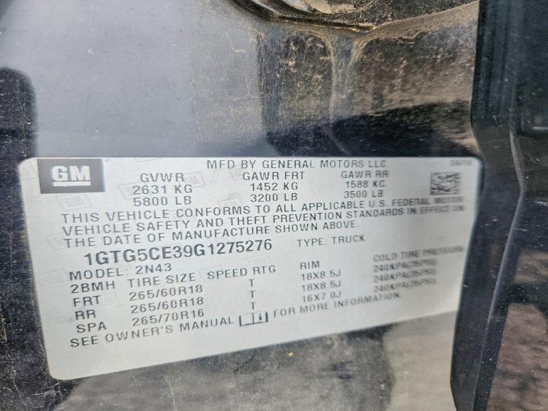 Aukcja sprzedaży 2016 Gmc Canyon, vin: 1GTG5CE39G1275276, numer aukcji: 49731546