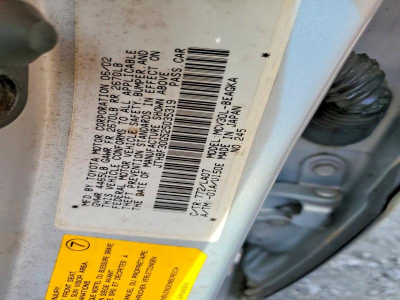 Aukcja sprzedaży 2002 Lexus Es, vin: JTHBF30G525035319, numer aukcji: 49225756