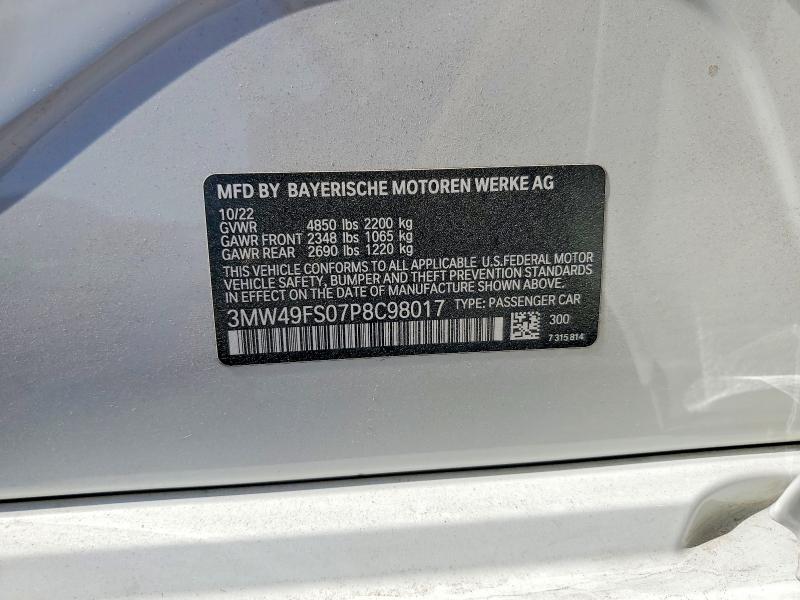 Продаж на аукціоні авто 2023 Bmw M340i, vin: 3MW49FS07P8C98017, номер лоту: 49488756