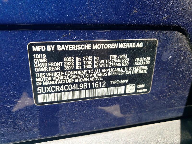 Продажа на аукционе авто 2020 Bmw X5, vin: 5UXCR4C04L9B11612, номер лота: 50426376