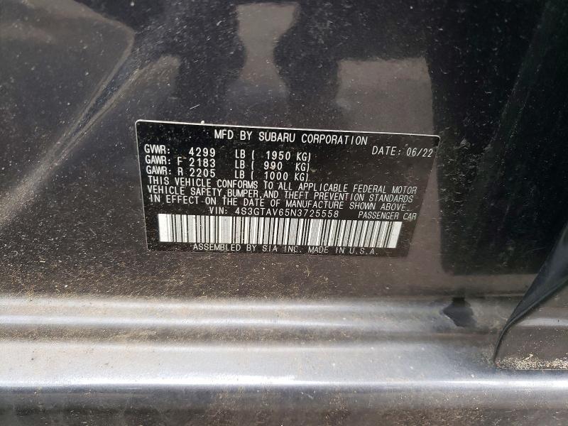 52181326 :رقم المزاد ، 4S3GTAV65N3725558 vin ، 2022 Subaru Impreza مزاد بيع