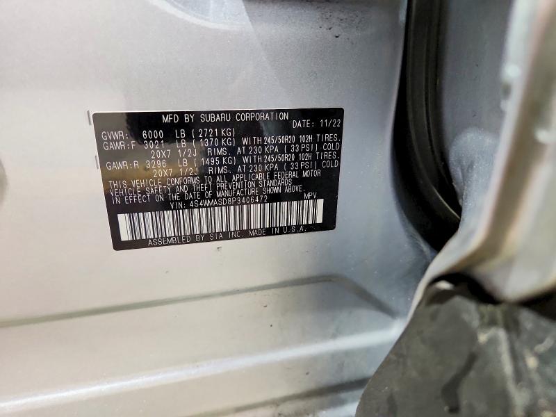 Aukcja sprzedaży 2023 Subaru Ascent, vin: 4S4WMASD8P3406472, numer aukcji: 47890126