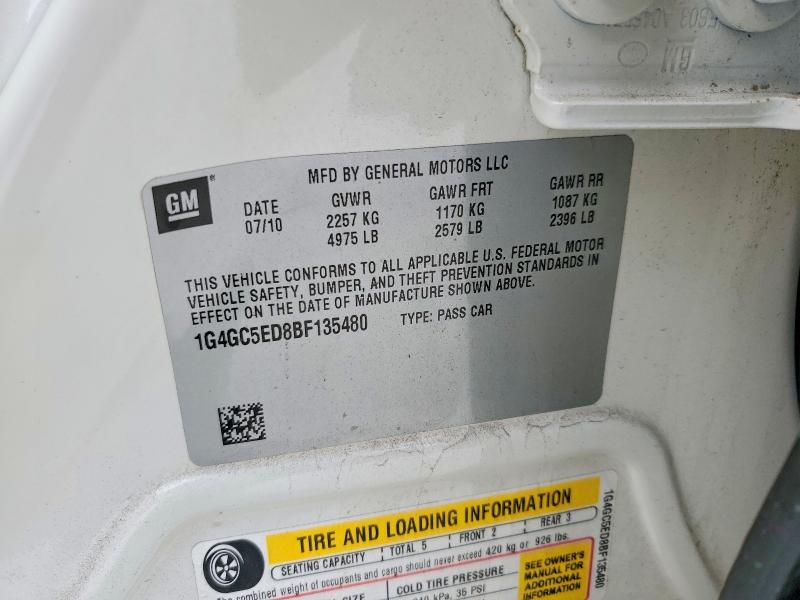 Продаж на аукціоні авто 2011 Buick Lacrosse, vin: 1G4GC5ED8BF135480, номер лоту: 48512246