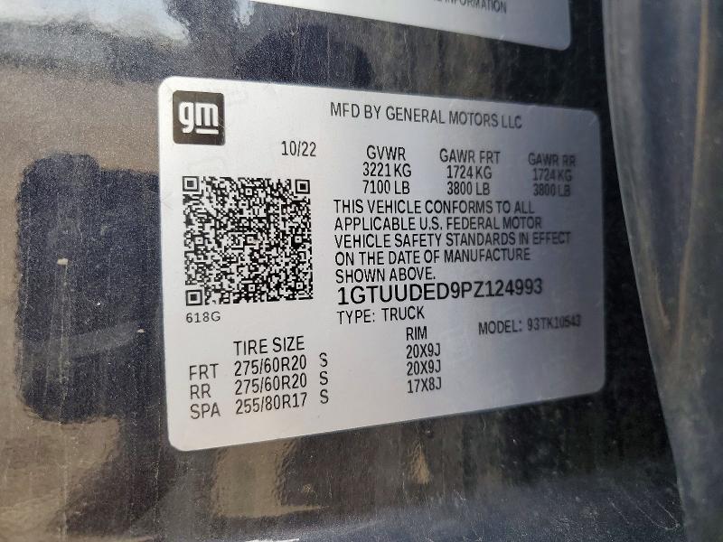 2023 Gmc Sierra მანქანა იყიდება აუქციონზე, vin: 1GTUUDED9PZ124993, აუქციონის ნომერი: 50809446