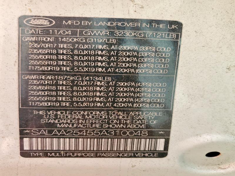 Продажа на аукционе авто 2005 Land Rover Lr3, vin: SALAA25455A310048, номер лота: 49969906