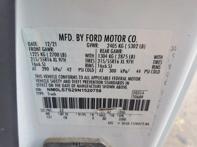 Продажа на аукционе авто 2022 Ford Transit Connect, vin: NM0LS7S29N1520758, номер лота: 51197226