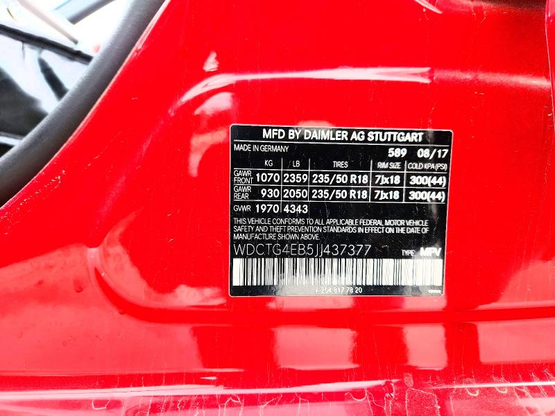 48615786 :رقم المزاد ، WDCTG4EB5JJ437377 vin ، 2018 Mercedes-benz Gla مزاد بيع