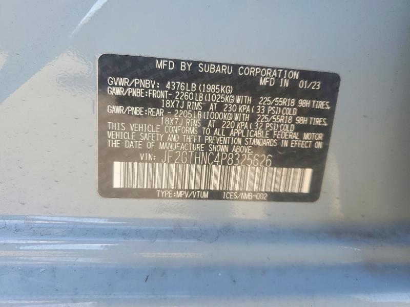 2023 Subaru Crosstrek მანქანა იყიდება აუქციონზე, vin: JF2GTHNC4P8325626, აუქციონის ნომერი: 49024046