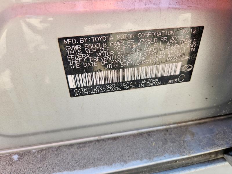 51754226 :رقم المزاد ، JTHGL5EF1D5047139 vin ، 2013 Lexus Ls مزاد بيع