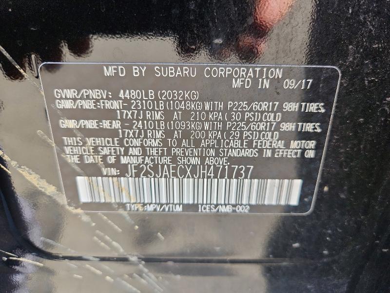 48717866 :رقم المزاد ، JF2SJAECXJH471737 vin ، 2018 Subaru Forester مزاد بيع