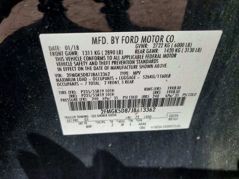 Aukcja sprzedaży 2018 Ford Flex, vin: 2FMGK5D87JBA13362, numer aukcji: 49163366