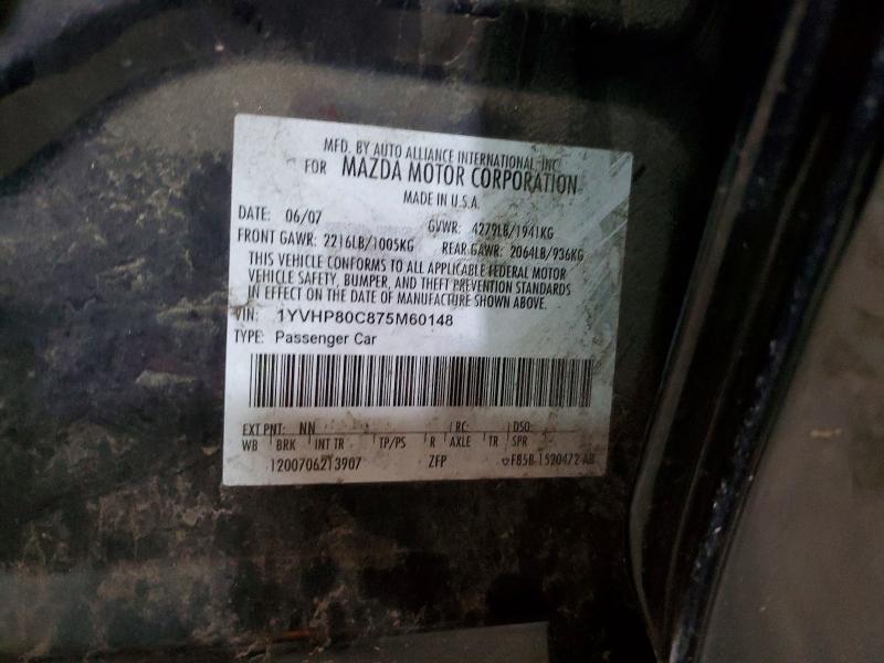 Aukcja sprzedaży 2007 Mazda 6, vin: 1YVHP80C875M60148, numer aukcji: 49372036